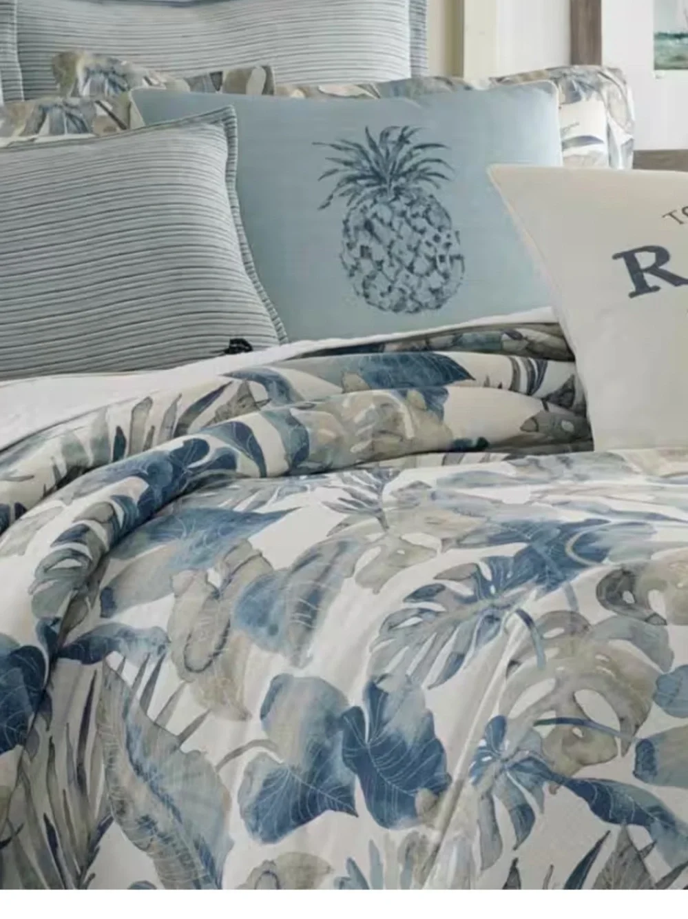 Tommy Bahama Raw Coast Blue Cotton Reversible 4 Piece Comforter Set - King NWT